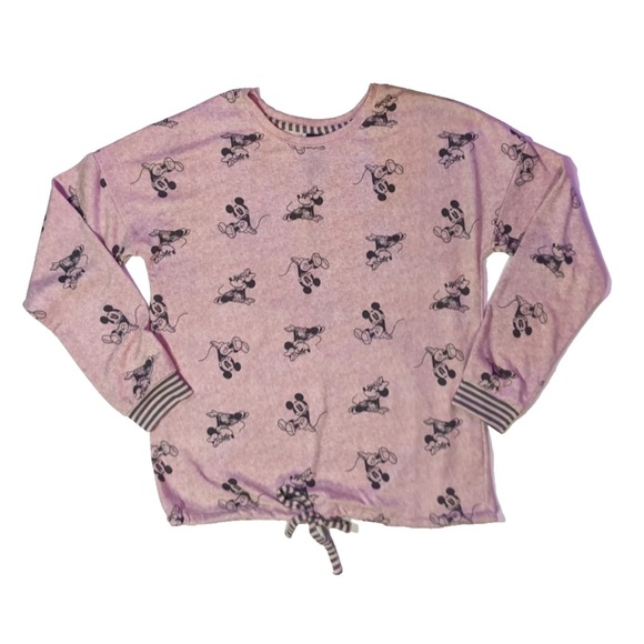 Disney Mickey Minnie Pink Gray Pajamas Jogger Set Small Soft Two-piece Cozy - Picture 3 of 16